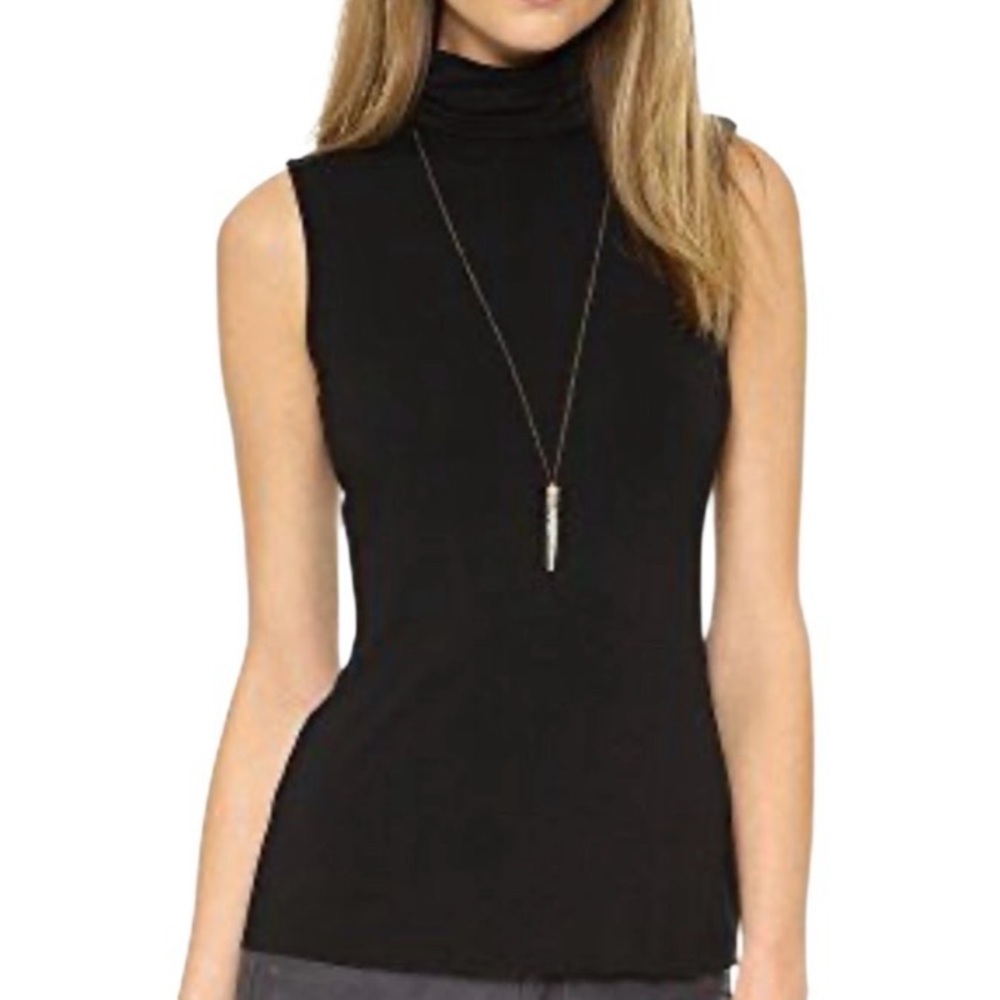 Bailey 44 Black Sleeveless Turtleneck‎ Top Size L, Soft Rayon Blend Made in USA